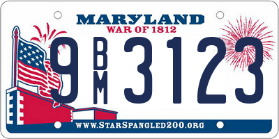 MD license plate 9BM3123