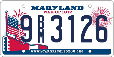 MD license plate 9BM3126