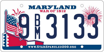 MD license plate 9BM3133