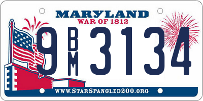 MD license plate 9BM3134