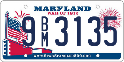 MD license plate 9BM3135