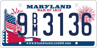 MD license plate 9BM3136