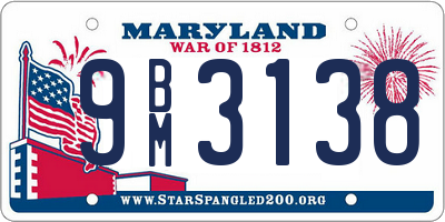 MD license plate 9BM3138