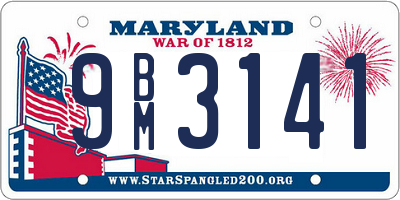 MD license plate 9BM3141