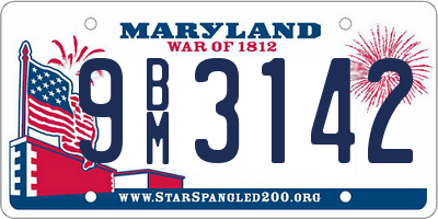 MD license plate 9BM3142