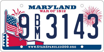 MD license plate 9BM3143