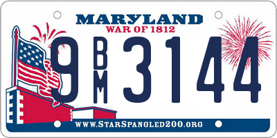 MD license plate 9BM3144