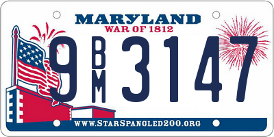 MD license plate 9BM3147