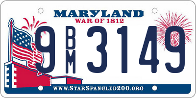 MD license plate 9BM3149