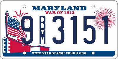 MD license plate 9BM3151