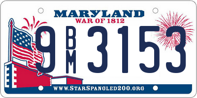 MD license plate 9BM3153