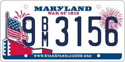 MD license plate 9BM3156