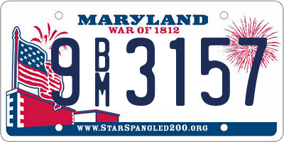 MD license plate 9BM3157