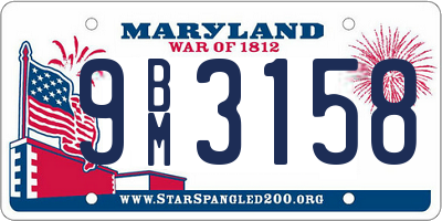 MD license plate 9BM3158