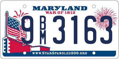 MD license plate 9BM3163