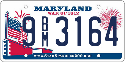 MD license plate 9BM3164