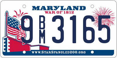 MD license plate 9BM3165