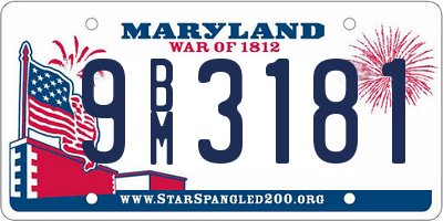 MD license plate 9BM3181