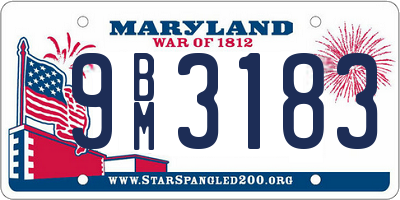 MD license plate 9BM3183