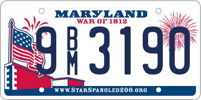 MD license plate 9BM3190