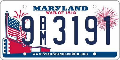 MD license plate 9BM3191