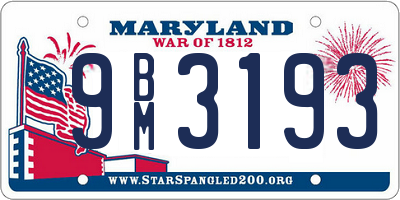 MD license plate 9BM3193