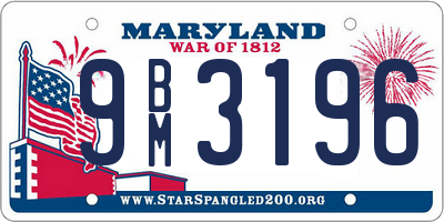 MD license plate 9BM3196