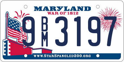 MD license plate 9BM3197