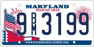 MD license plate 9BM3199