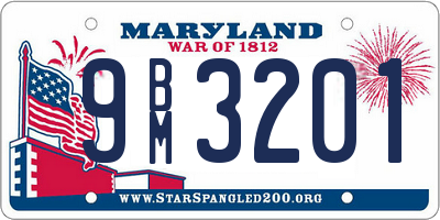 MD license plate 9BM3201