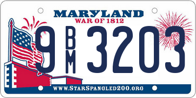 MD license plate 9BM3203