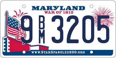 MD license plate 9BM3205