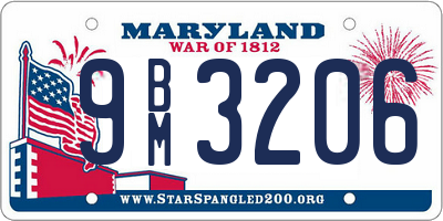 MD license plate 9BM3206