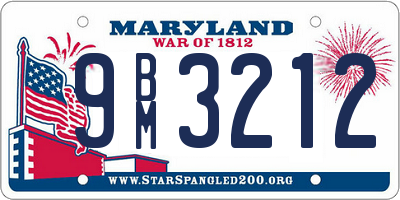 MD license plate 9BM3212