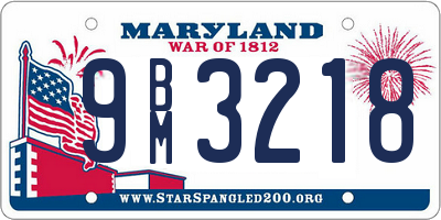 MD license plate 9BM3218