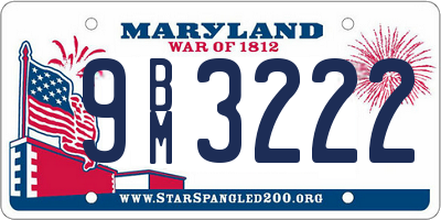 MD license plate 9BM3222