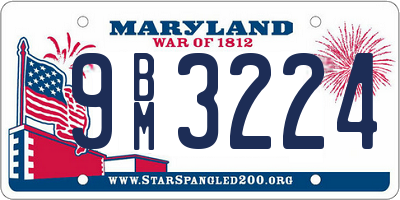 MD license plate 9BM3224