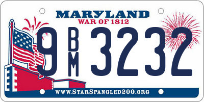 MD license plate 9BM3232