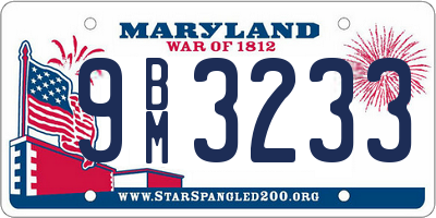 MD license plate 9BM3233