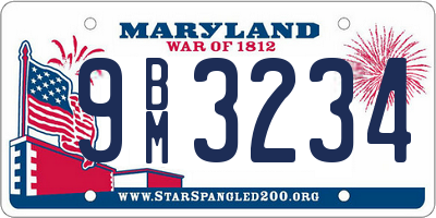 MD license plate 9BM3234