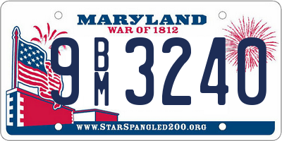 MD license plate 9BM3240