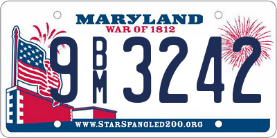 MD license plate 9BM3242