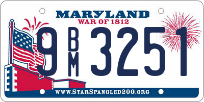 MD license plate 9BM3251