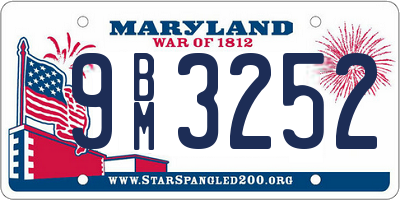 MD license plate 9BM3252