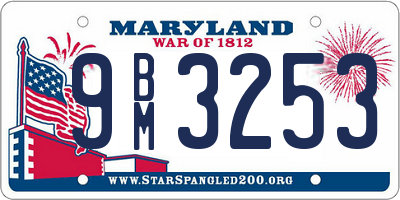 MD license plate 9BM3253