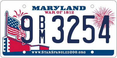 MD license plate 9BM3254