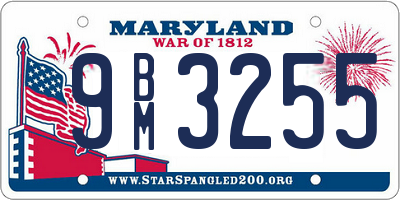 MD license plate 9BM3255