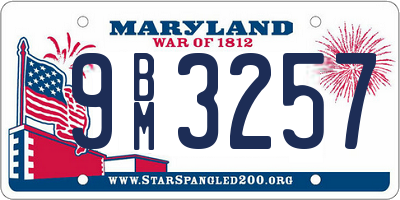 MD license plate 9BM3257