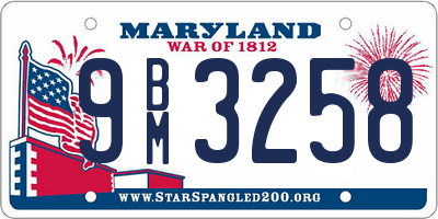 MD license plate 9BM3258