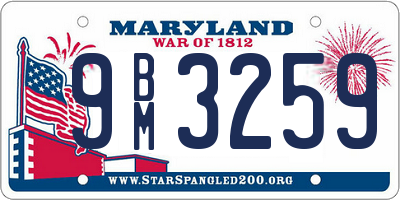 MD license plate 9BM3259